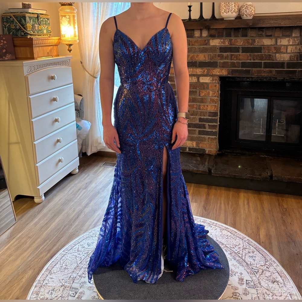 Tiffany Designs Sapphire Sequin Gown